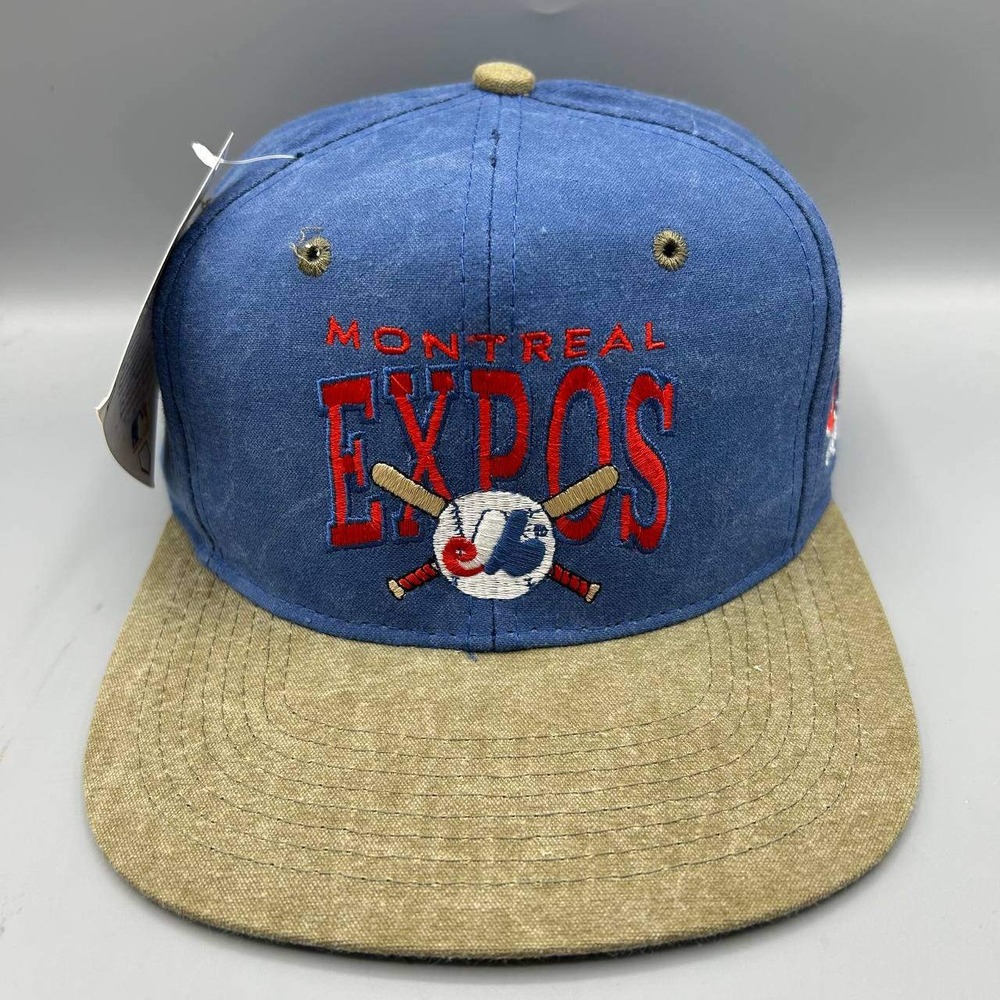 Vintage Montreal Expos Hat Men Blue Brown Signatures MLB Snap Back Cap New